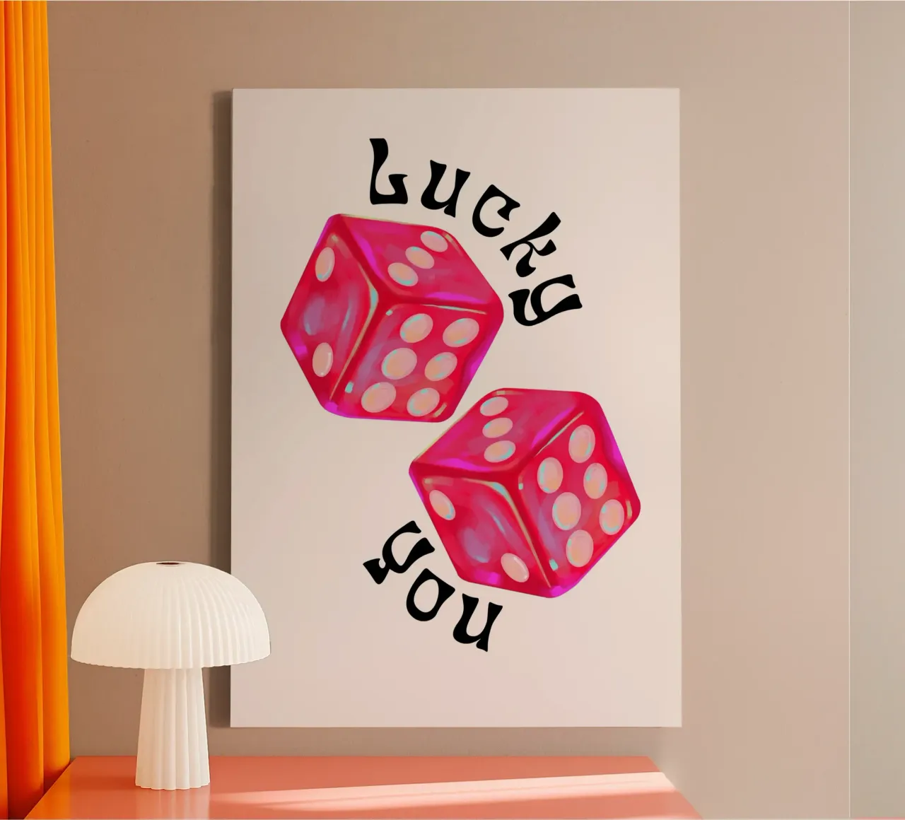 Lucky You - Rolling Dice Gokkunst canvas met Baklijst van homdeco