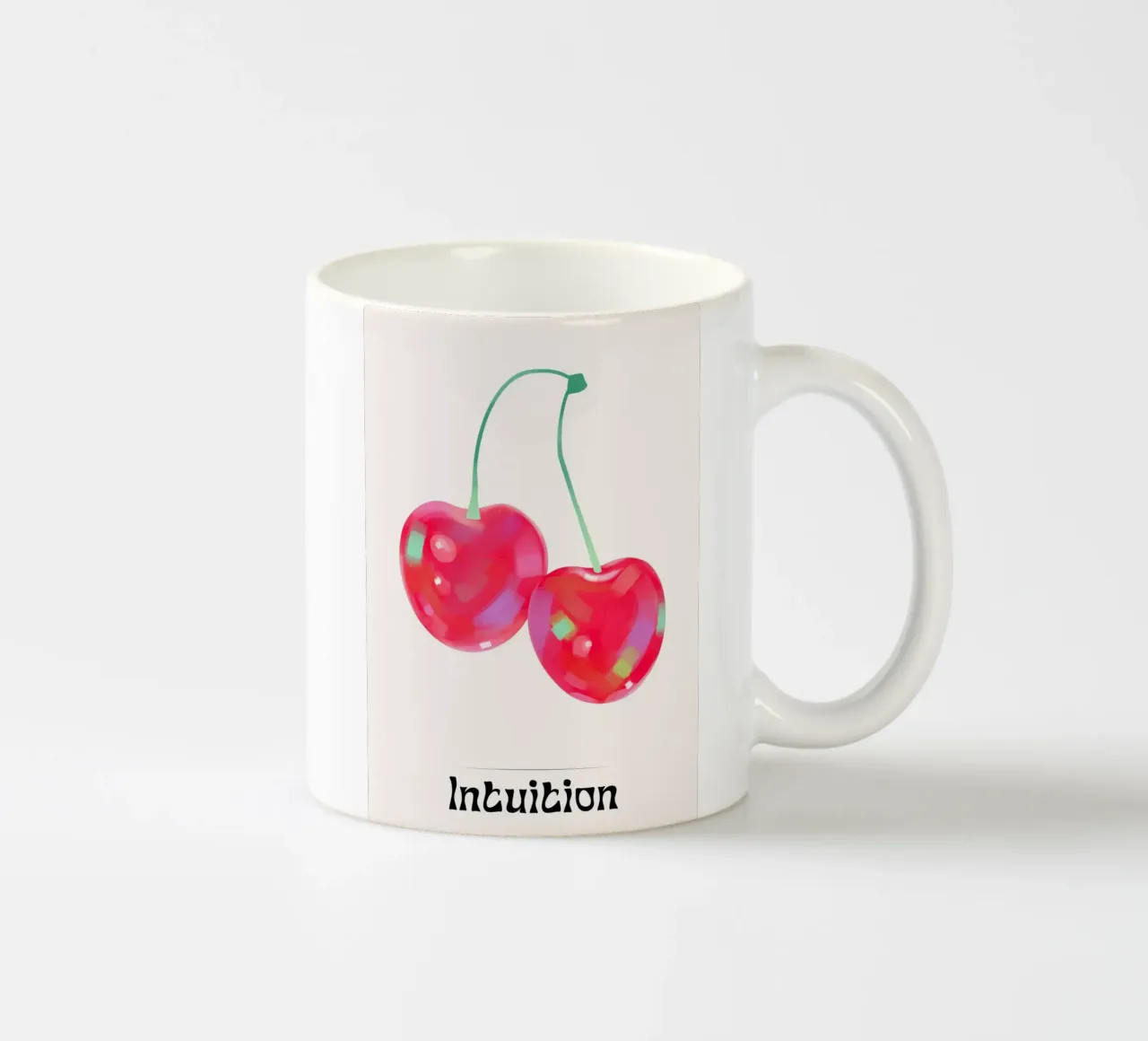 Intuition - Poster pop art con ciliegie rosse tazza in ceramica da homdeco
