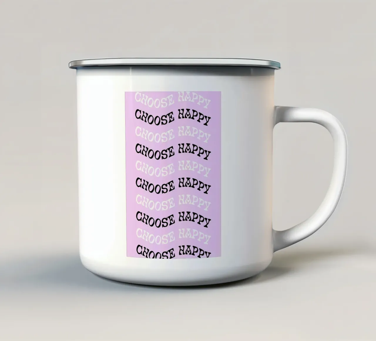 Scegliere la felicità - Poster grafico ondulato tazza in smalto da homdeco