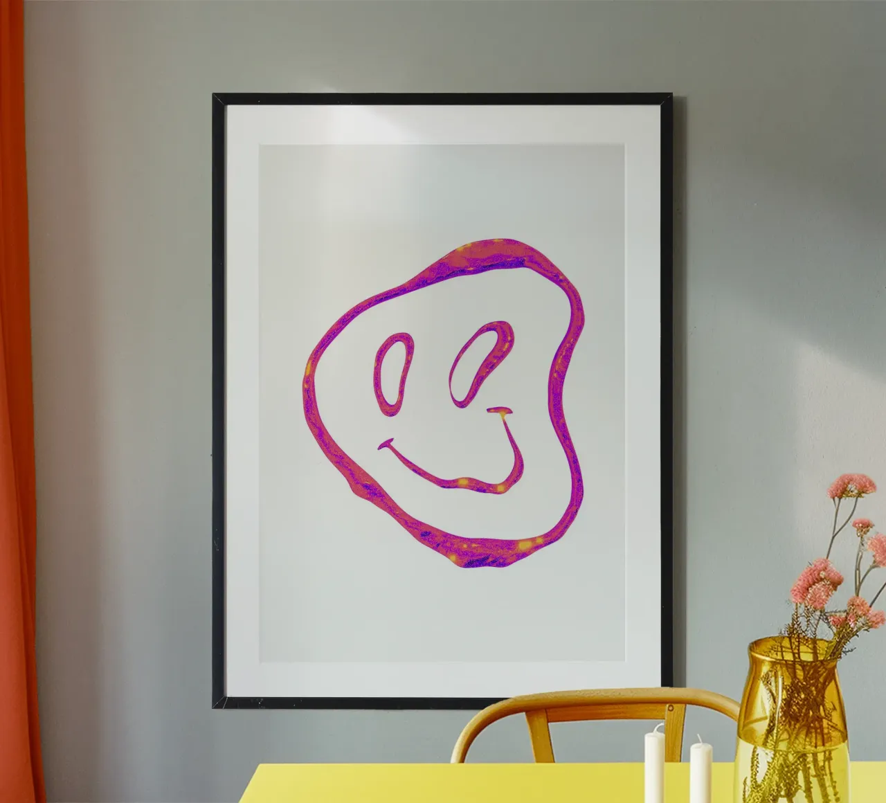 Trippy Smiley Face - Psychedelic Grunge Art Print poster de homdeco