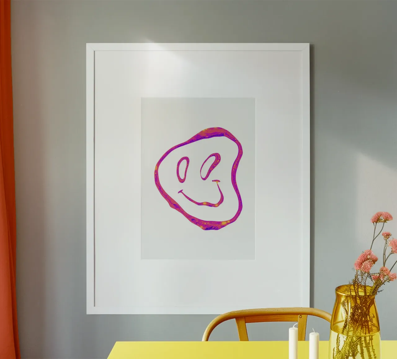 Trippy Smiley Face - Psychedelic Grunge Art Print poster de homdeco