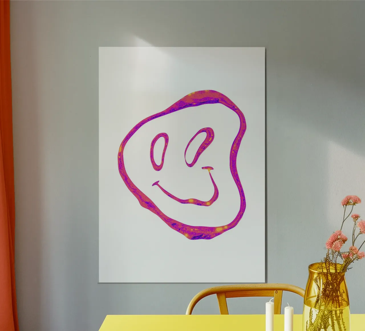 Trippy Smiley Face - Psychedelic Grunge Art Print poster de homdeco