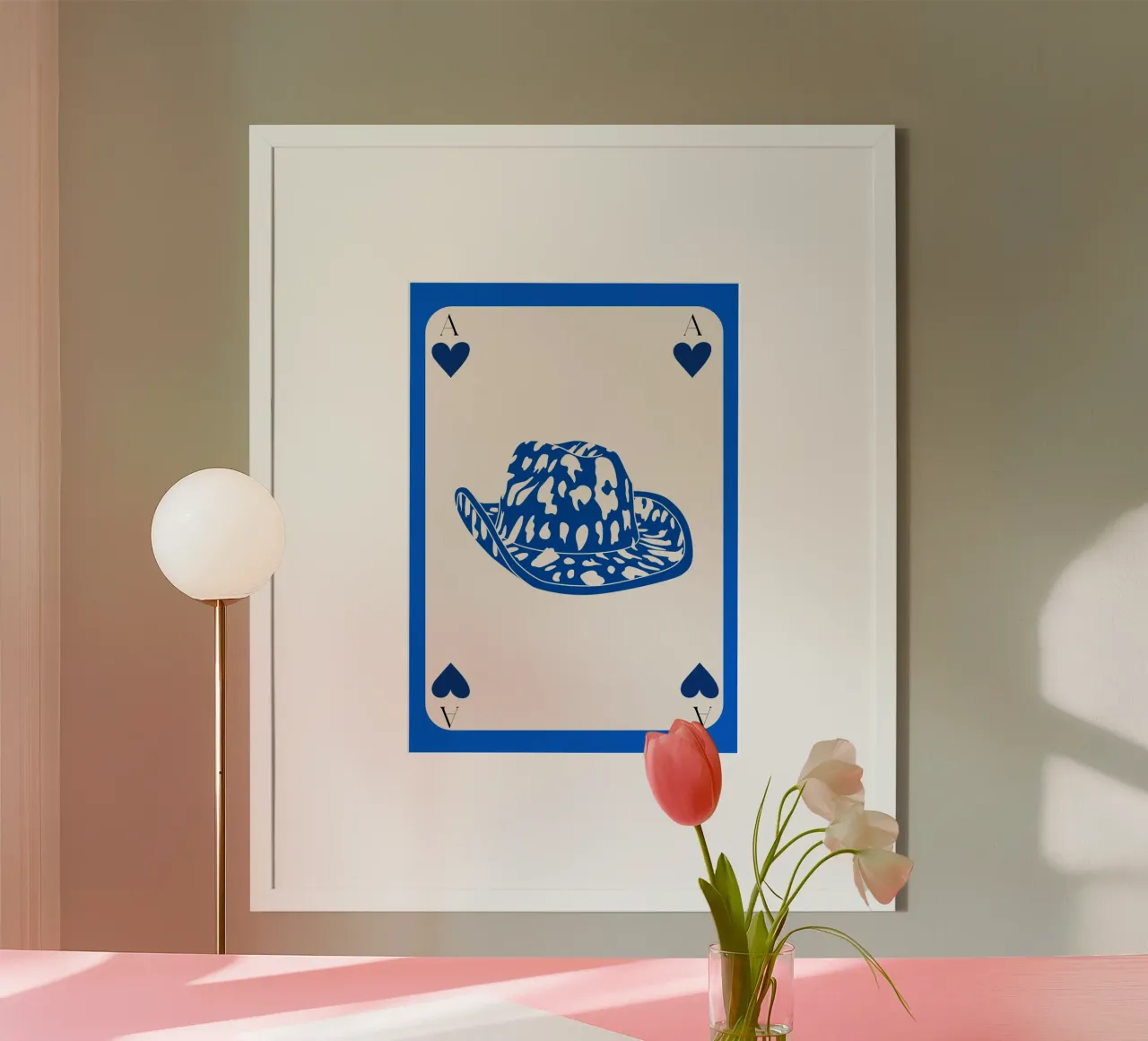 Cappello da cowboy Asso di picche - Carta d'arte occidentale poster da homdeco