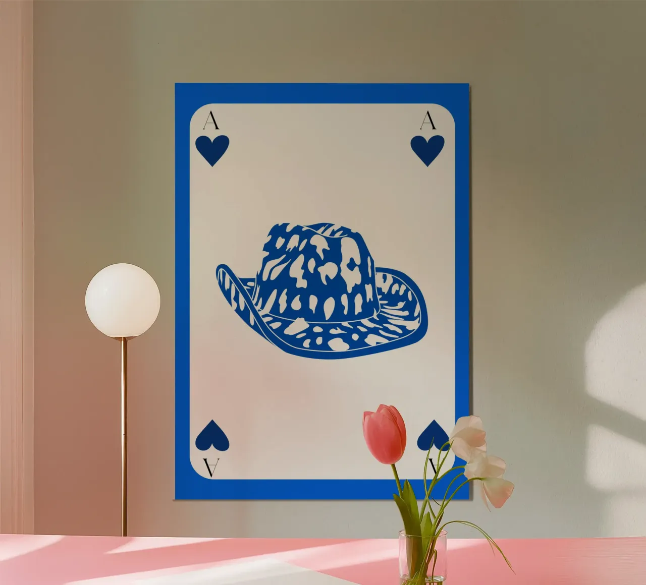 Cappello da cowboy Asso di picche - Carta d'arte occidentale poster da homdeco