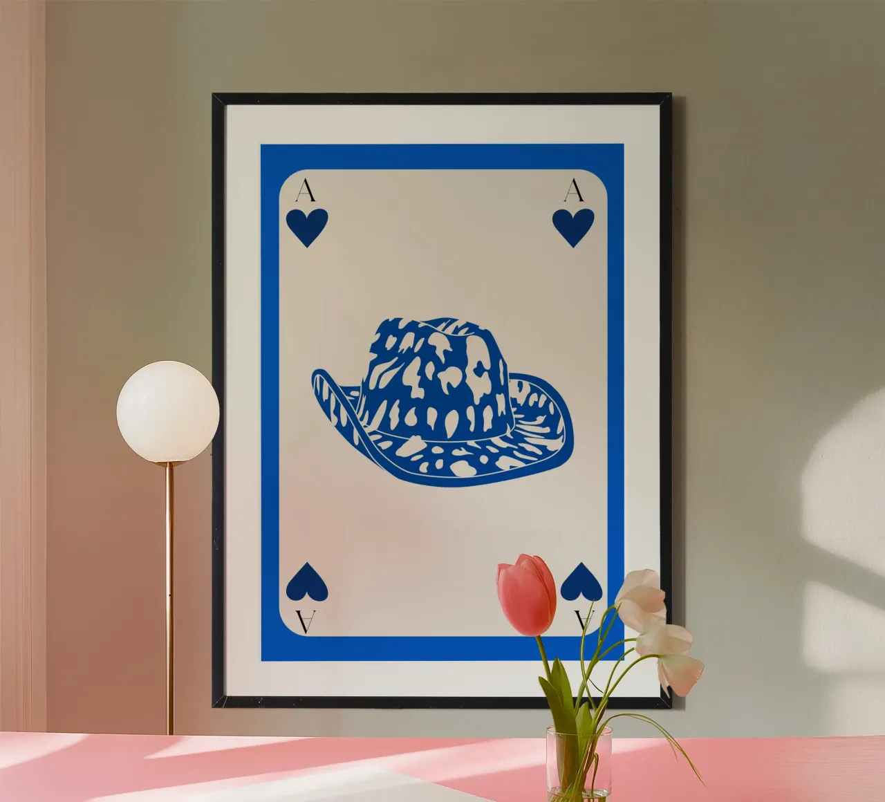Cappello da cowboy Asso di picche - Carta d'arte occidentale poster da homdeco