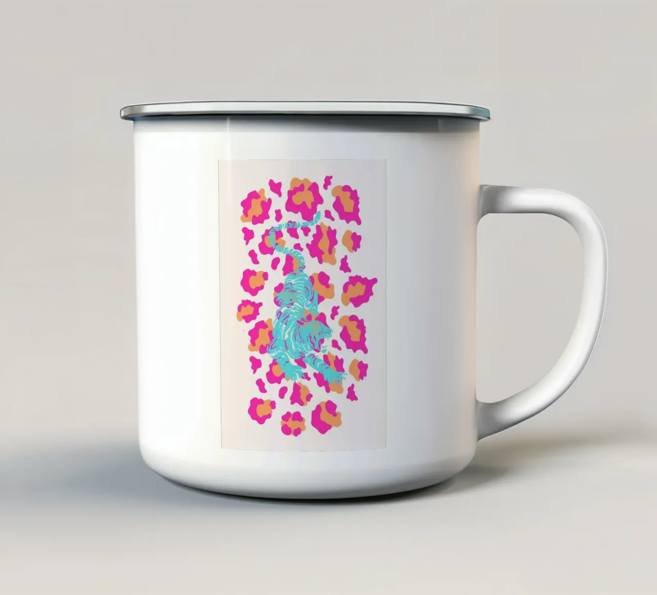 Tigre blu su stampa leopardata - Pop Art tazza in smalto da homdeco
