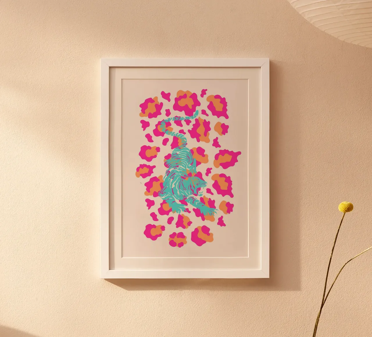 Tigre blu su stampa leopardata - Pop Art poster con telaio in plastica da homdeco