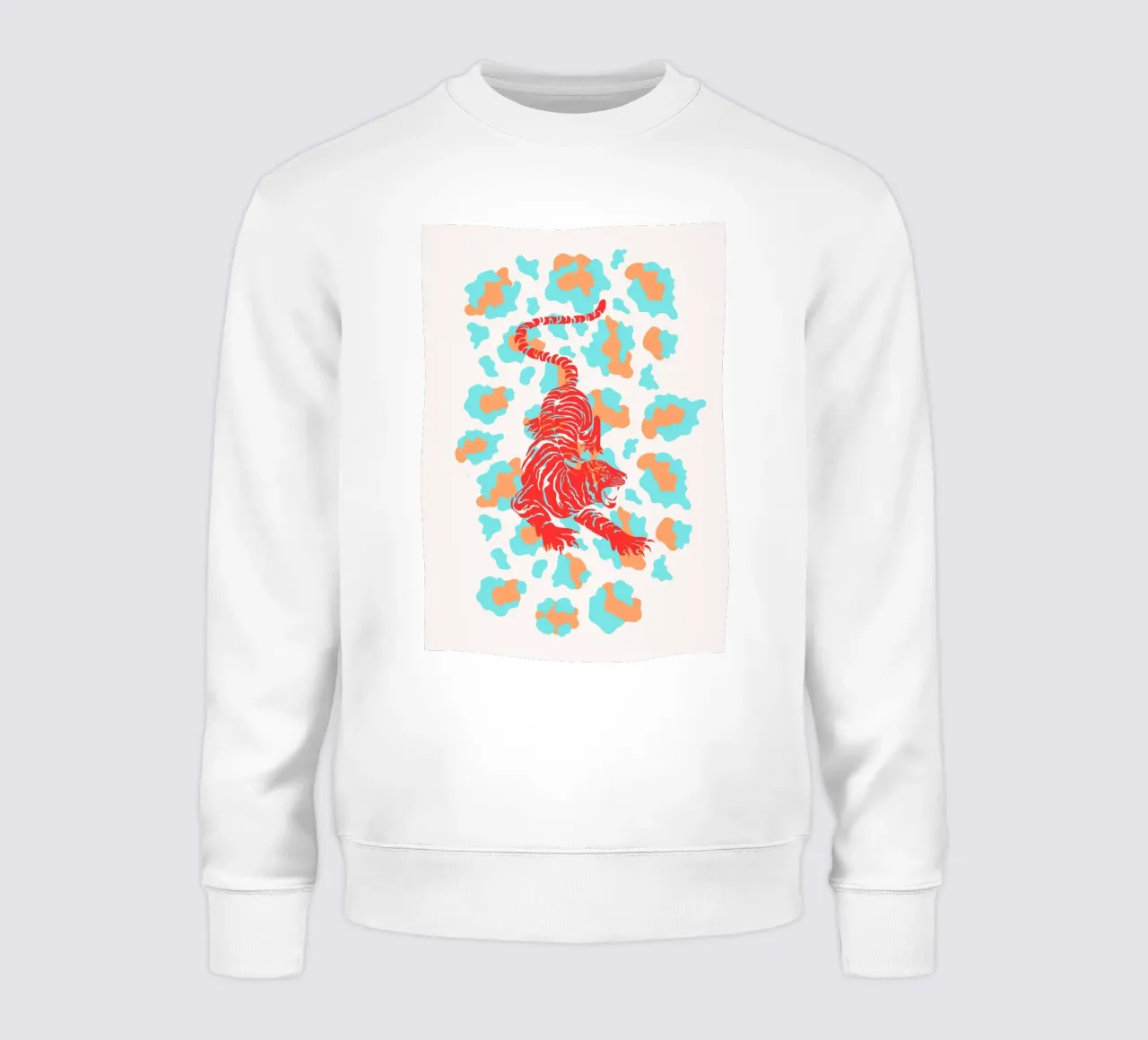 Red Tiger on Leopard Print - Pop Art Print sweatshirt by homdeco