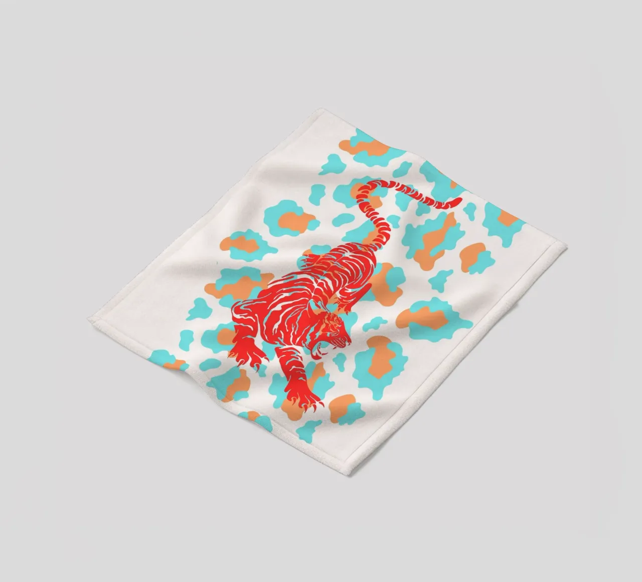 Red Tiger on Leopard Print - Pop Art Print fleece blanket by homdeco