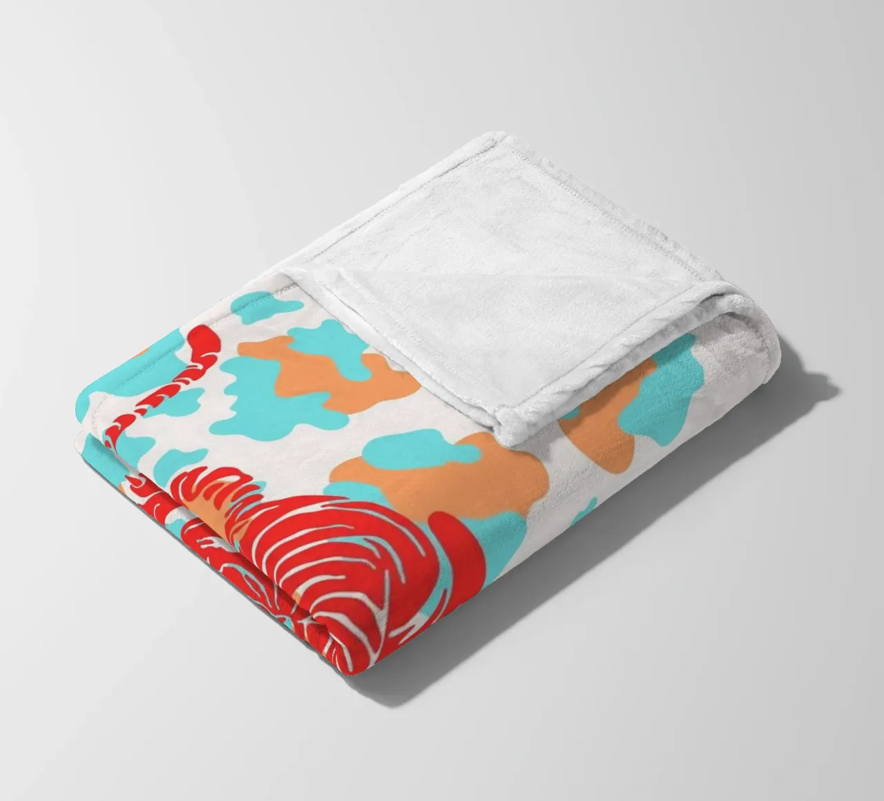 Red Tiger on Leopard Print - Pop Art Print fleece blanket by homdeco