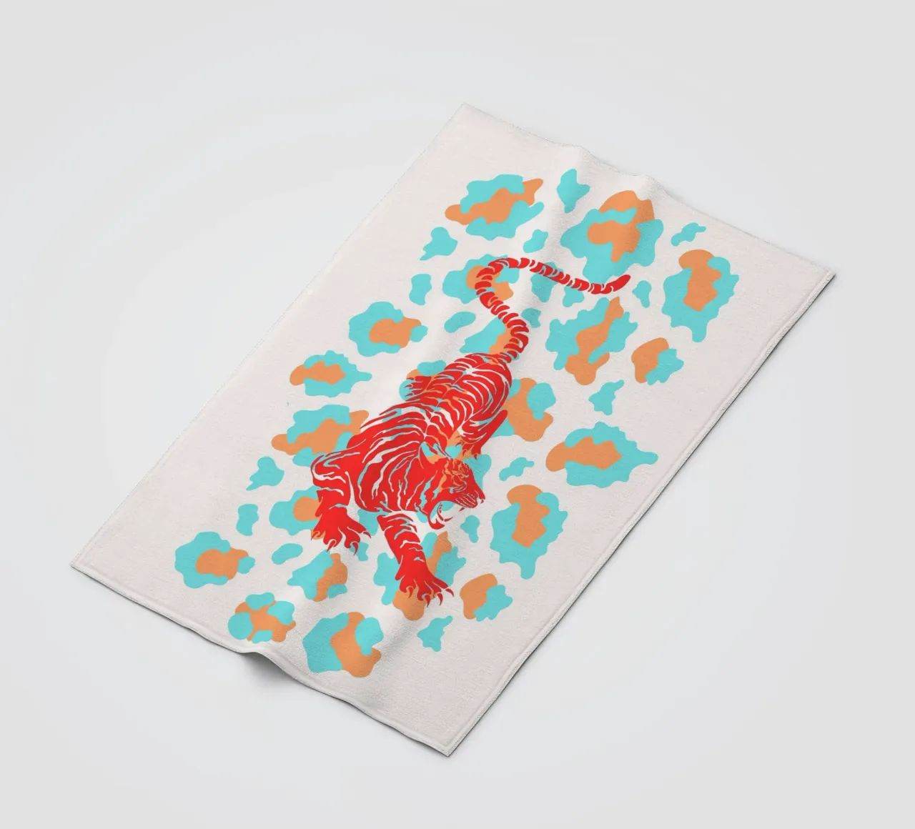 Red Tiger on Leopard Print - Pop Art Print fleece blanket by homdeco