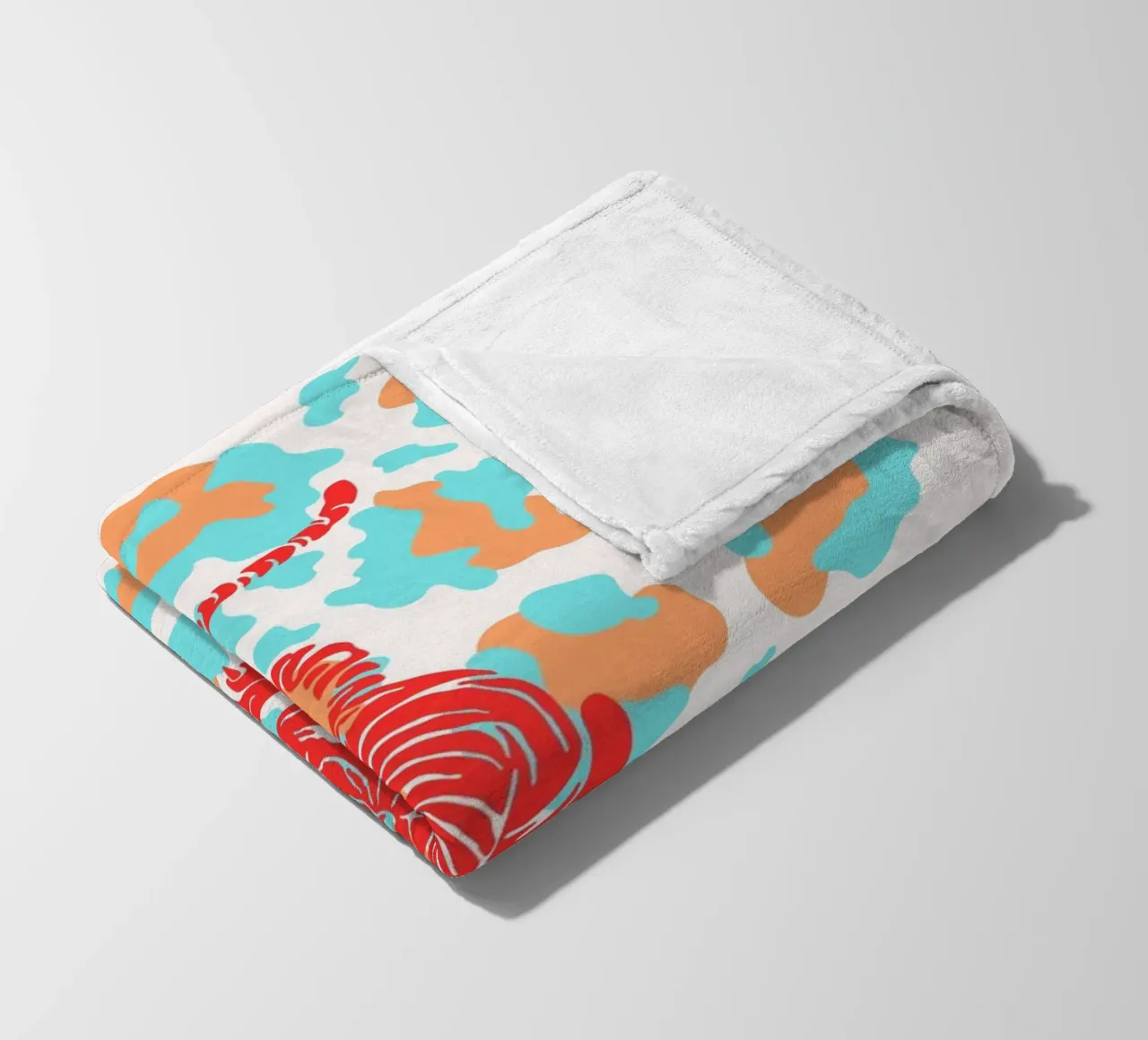 Red Tiger on Leopard Print - Pop Art Print fleece blanket by homdeco