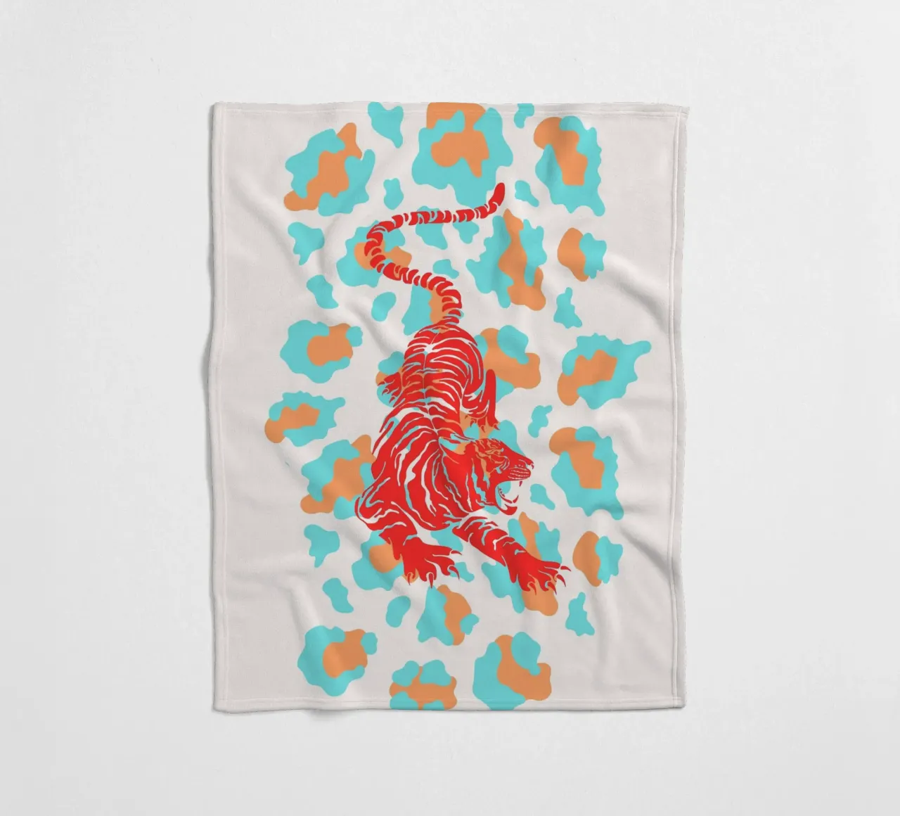 Red Tiger on Leopard Print - Pop Art Print fleece blanket by homdeco