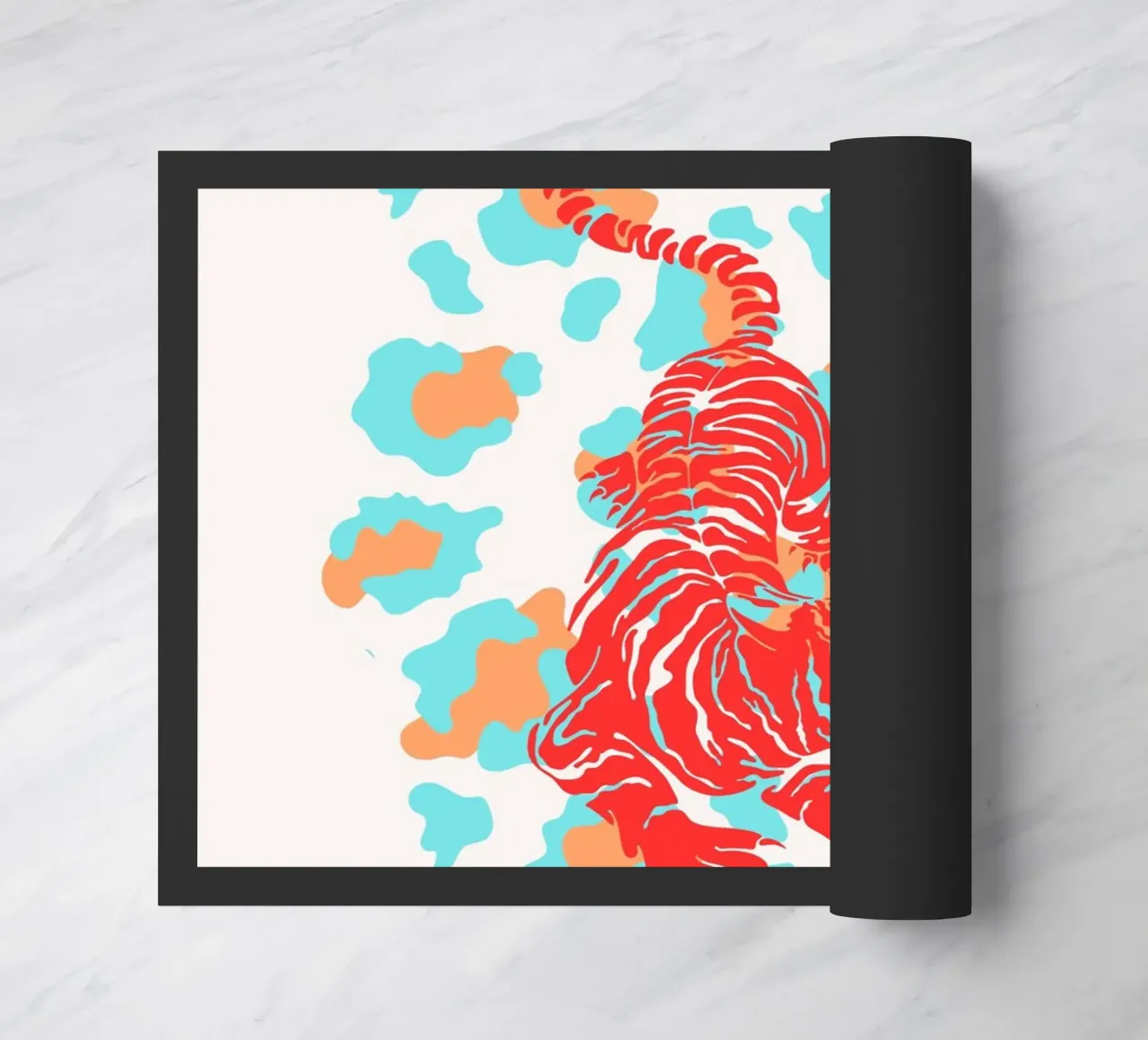 Red Tiger on Leopard Print - Pop Art Print doormat by homdeco
