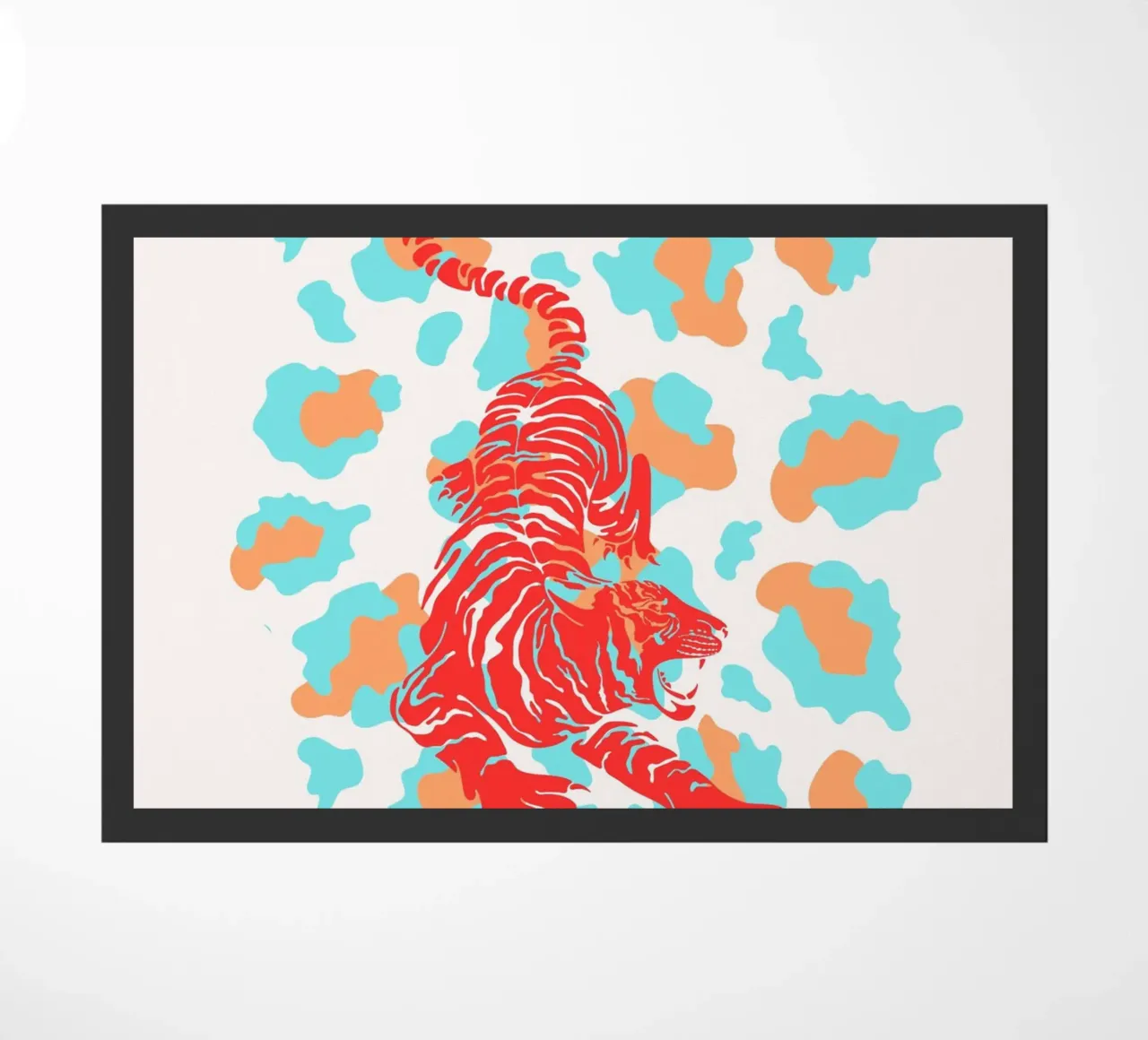 Red Tiger on Leopard Print - Pop Art Print doormat by homdeco