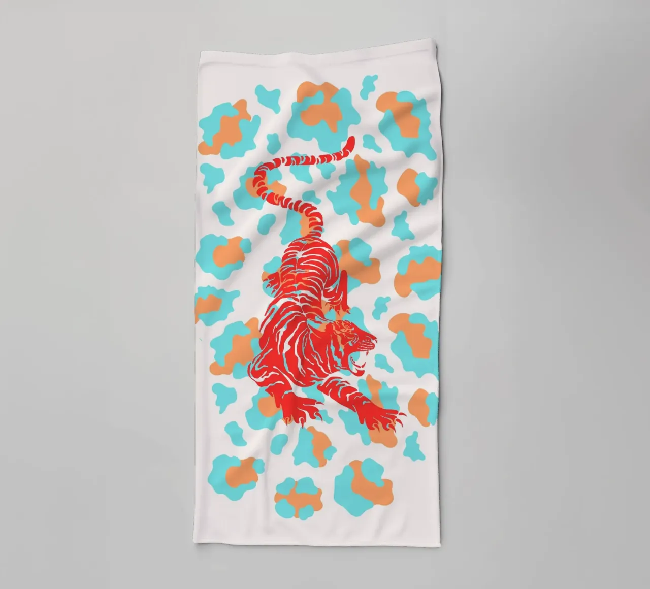 Red Tiger on Leopard Print - Pop Art Print towel by homdeco