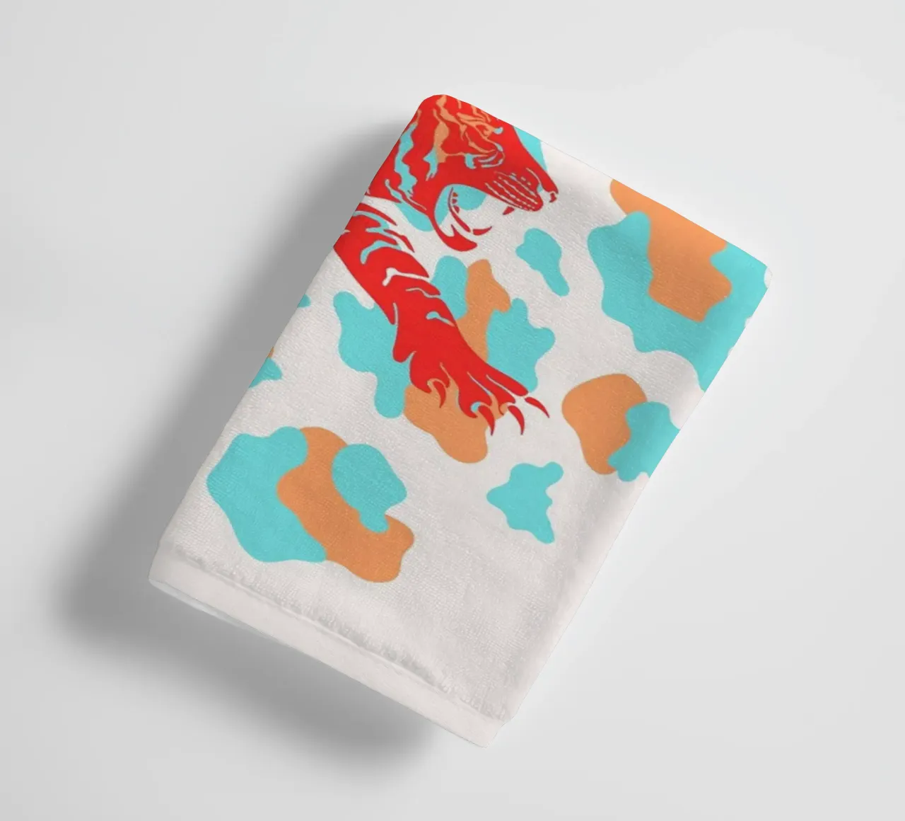 Red Tiger on Leopard Print - Pop Art Print towel by homdeco