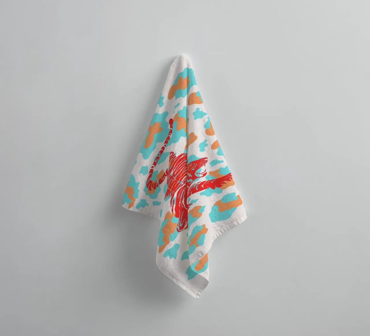 Red Tiger on Leopard Print - Pop Art Print towel by homdeco