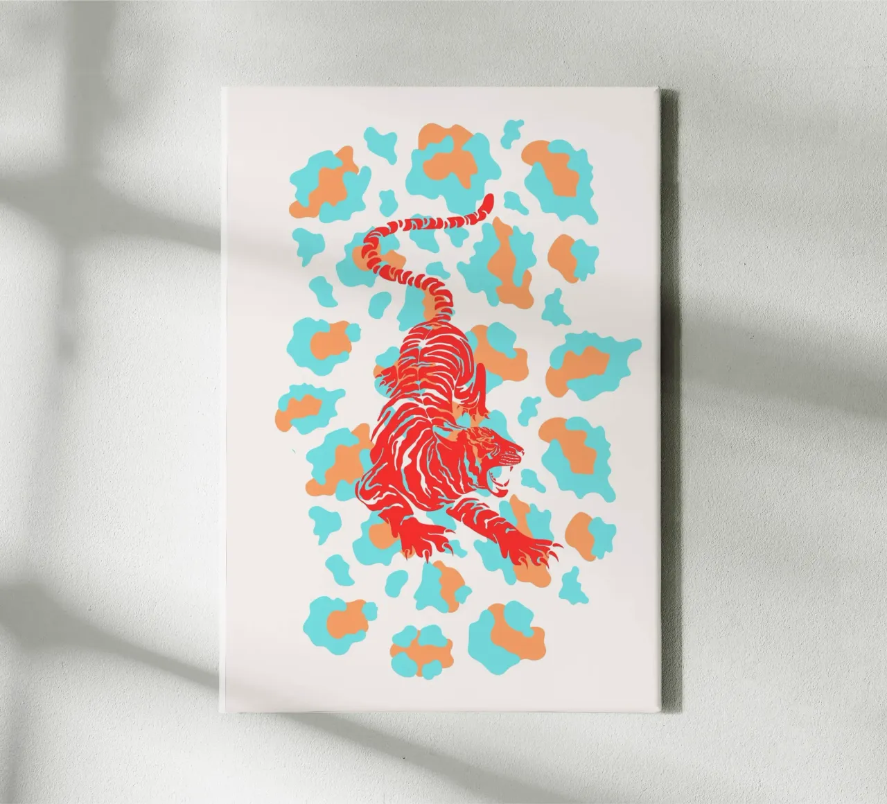Rode tijger op luipaardprint - Pop Art Print canvas met Baklijst van homdeco
