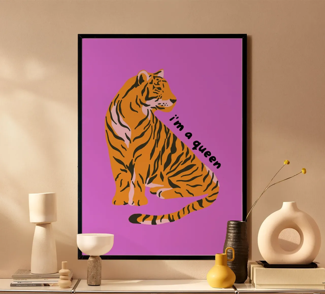 Póster I'm a Queen - Impresión artística de un tigre sentado poster de homdeco