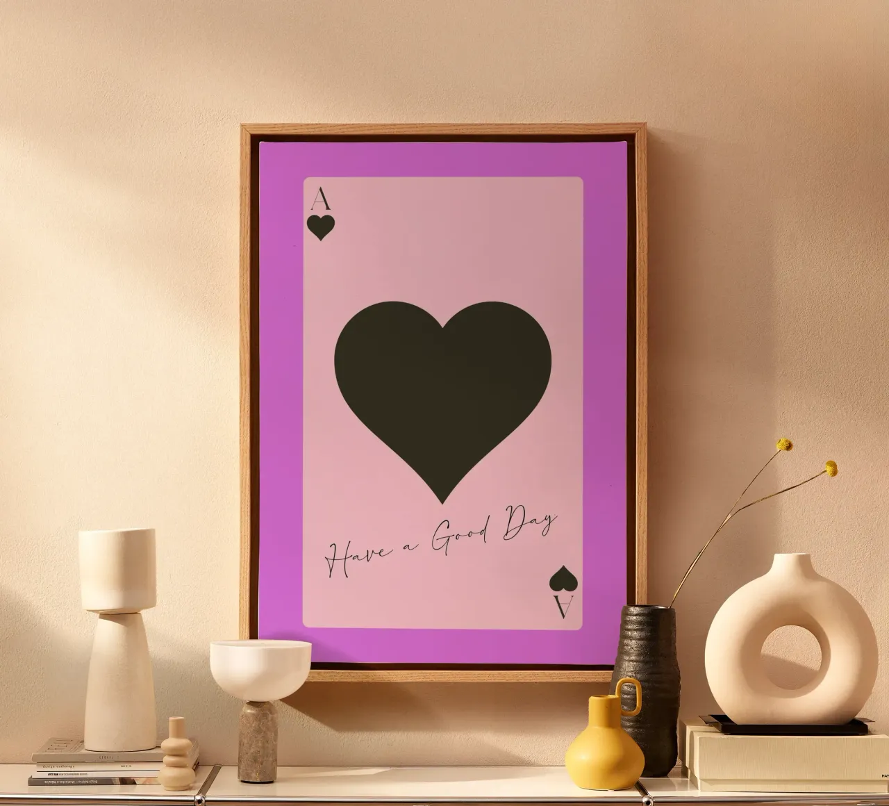 Have a Good Day - Harten Aas Kaart Art canvas met Baklijst van homdeco