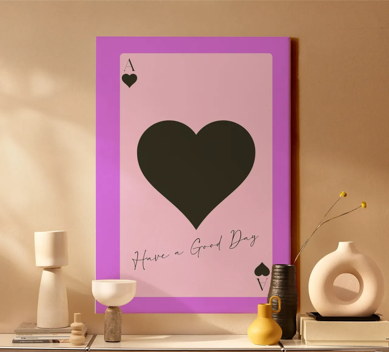 Have a Good Day - Harten Aas Kaart Art canvas met Baklijst van homdeco