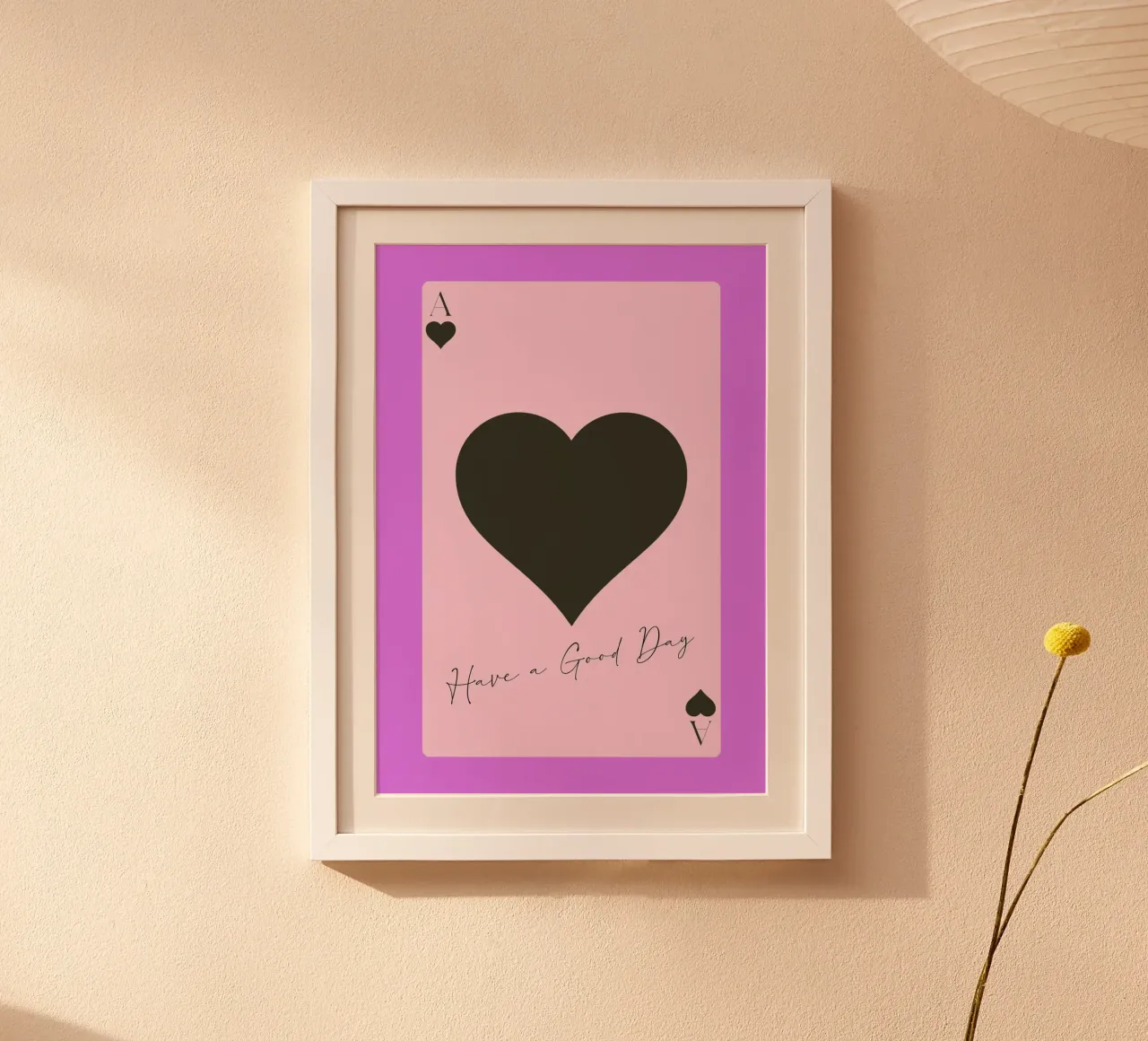 Buona giornata - Carta d'arte con l'asso di cuori poster da homdeco