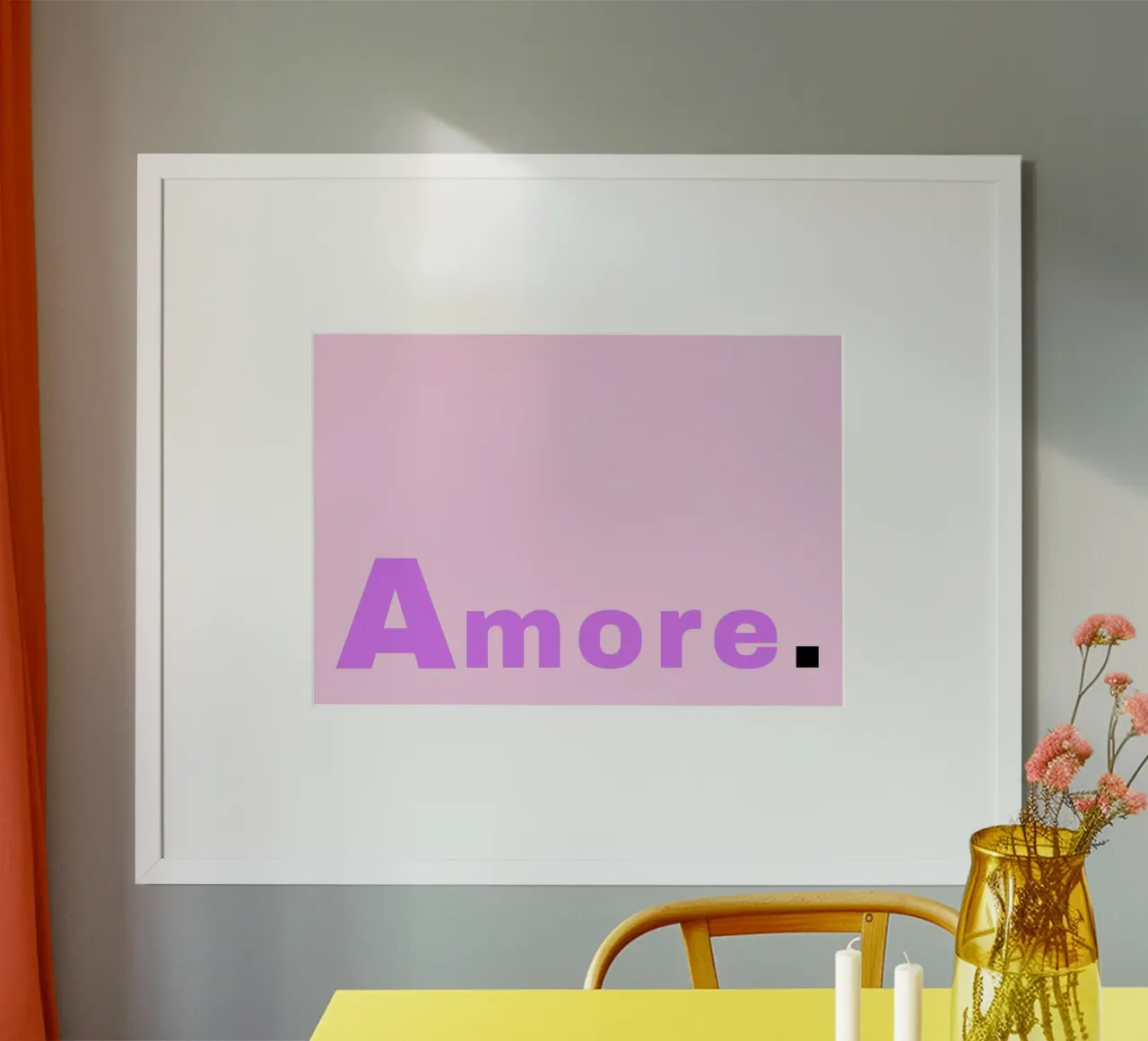 Poster retrò Amore - Arte minimalista rosa e viola poster con telaio in alluminio da homdeco