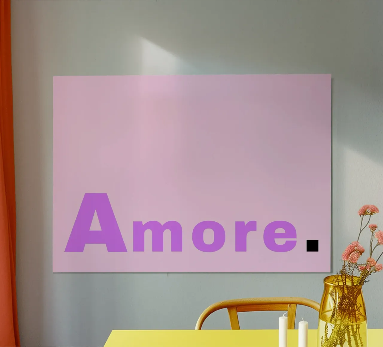 Poster retrò Amore - Arte minimalista rosa e viola poster con telaio in alluminio da homdeco