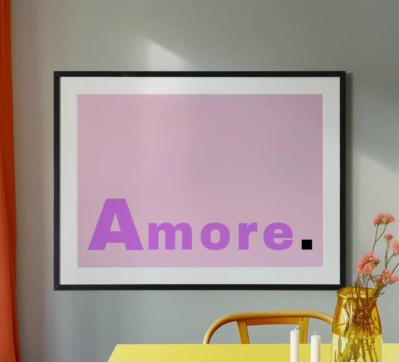 Poster retrò Amore - Arte minimalista rosa e viola poster con telaio in alluminio da homdeco