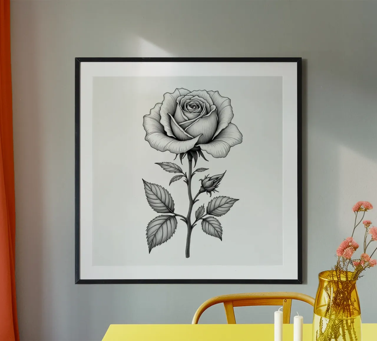 Eine detaillierte monochrome botanische Illustration Poster mit Kunststoffrahmen von Artistic-shop