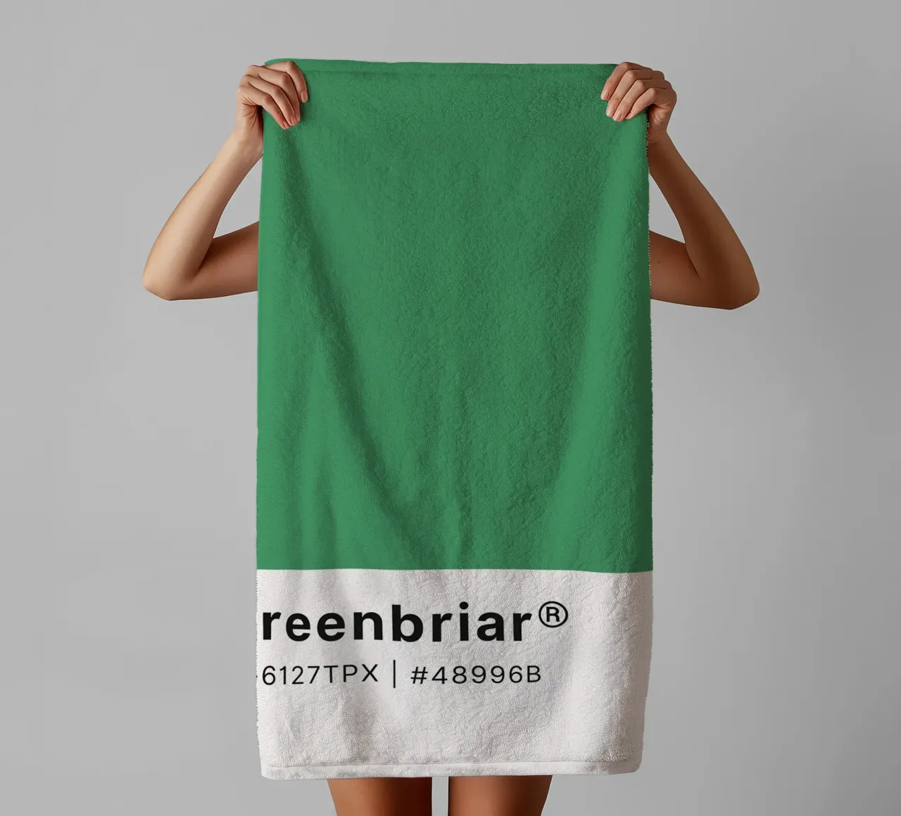 Pantone Greenbriar - Minimalist Color Block Art towel by homdeco