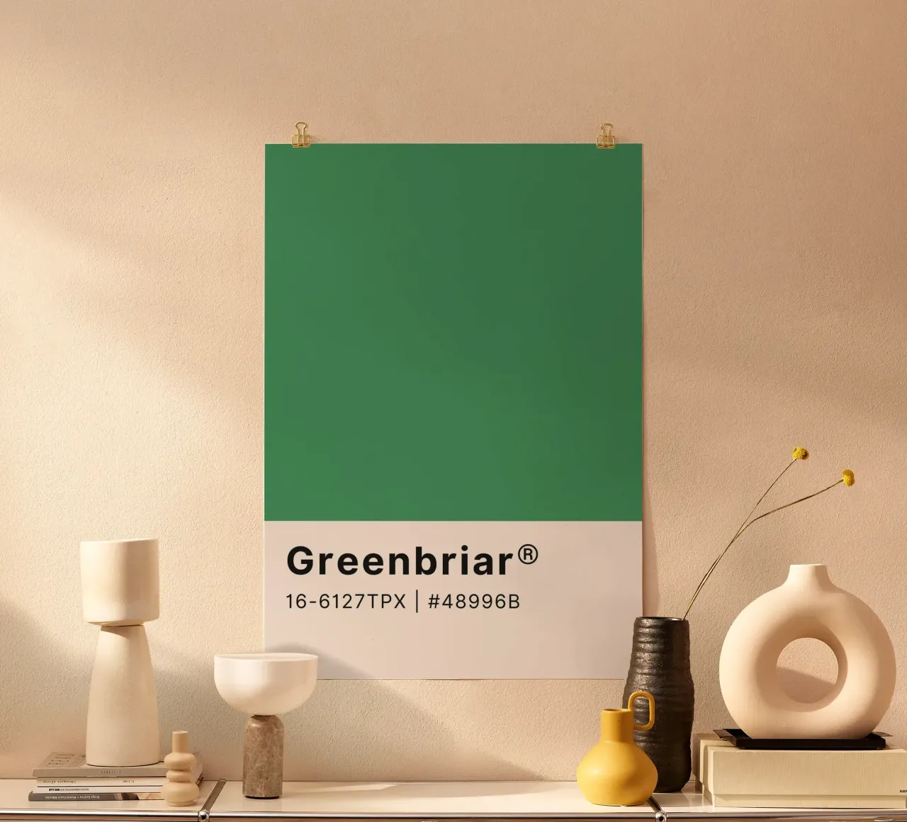 Pantone Greenbriar - Minimalistische Farbblockkunst Poster von homdeco