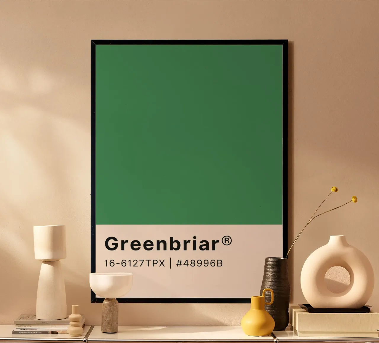 Pantone Greenbriar - Minimalistische Farbblockkunst Poster von homdeco