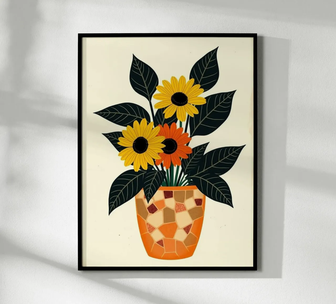 Lebendig getopfte Sonnenblumen & Gänseblümchen Mosaik Meisterwerk Poster von Artistic-shop