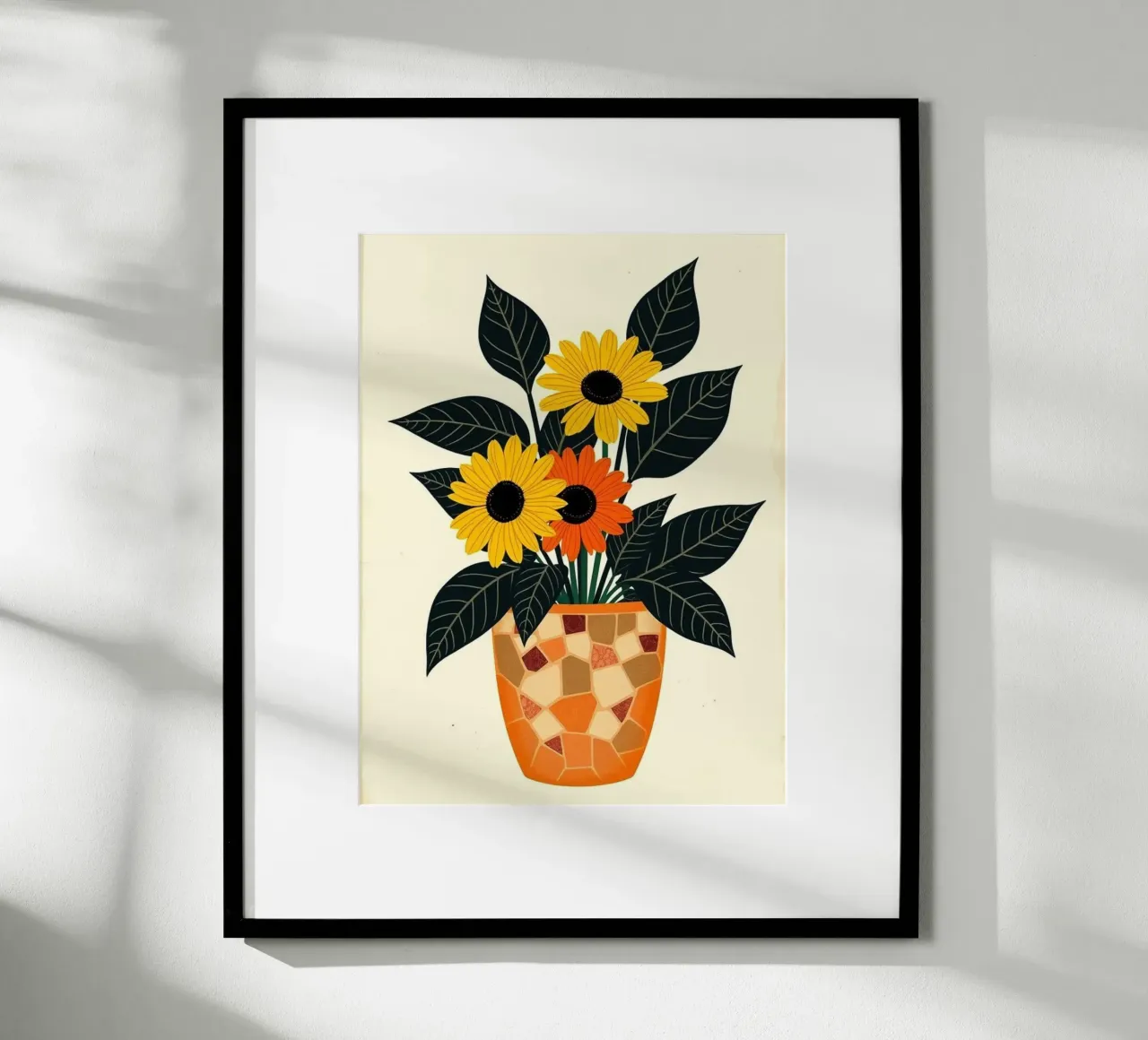 Lebendig getopfte Sonnenblumen & Gänseblümchen Mosaik Meisterwerk Poster von Artistic-shop