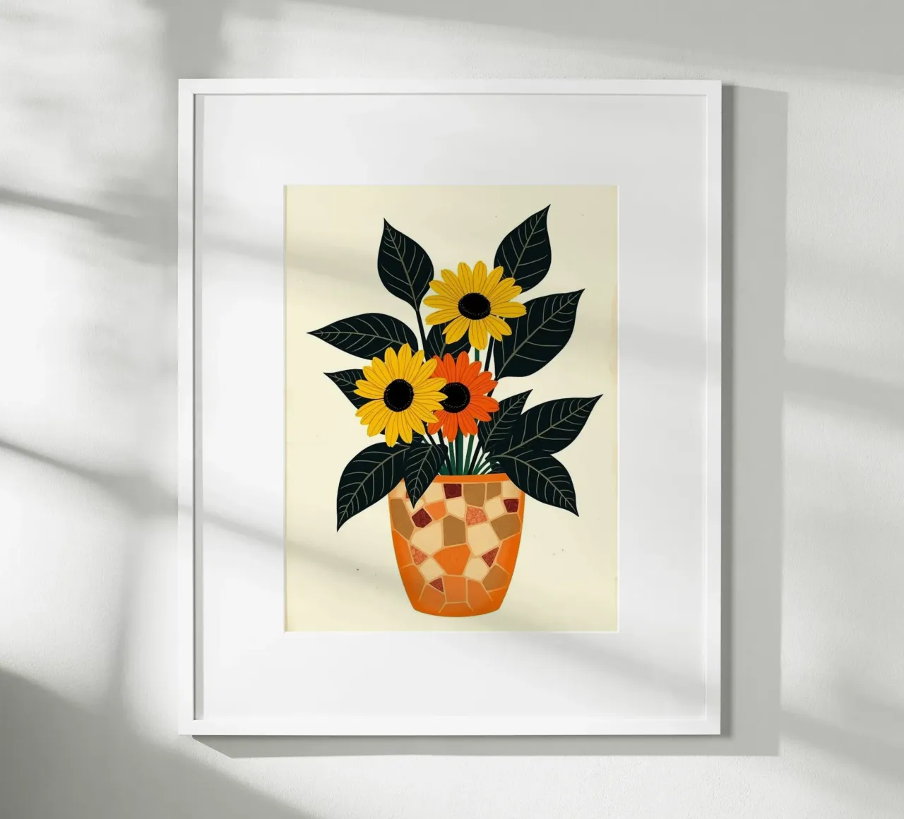 Lebendig getopfte Sonnenblumen & Gänseblümchen Mosaik Meisterwerk Poster von Artistic-shop