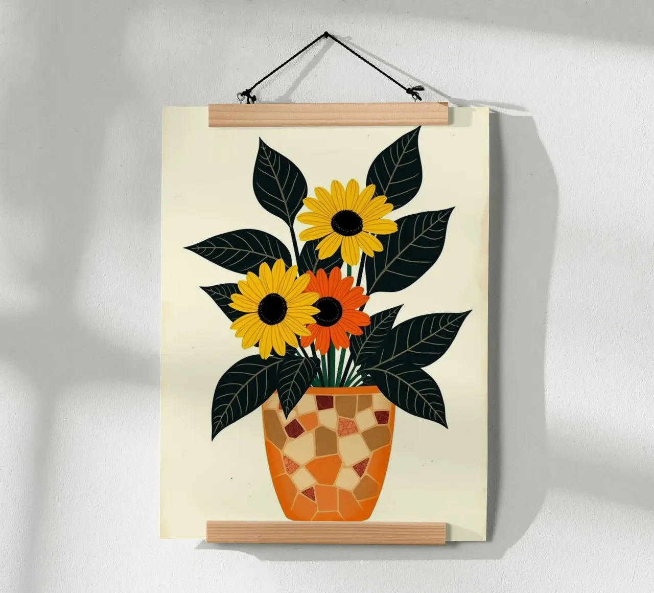 Lebendig getopfte Sonnenblumen & Gänseblümchen Mosaik Meisterwerk Poster von Artistic-shop