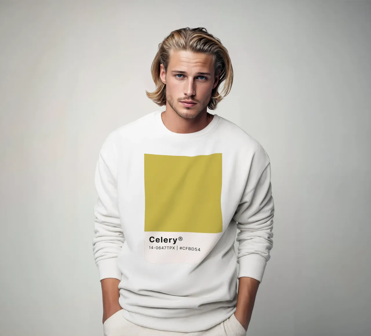 Pantone Celery - Minimalist Color Block Art sweatshirt by homdeco