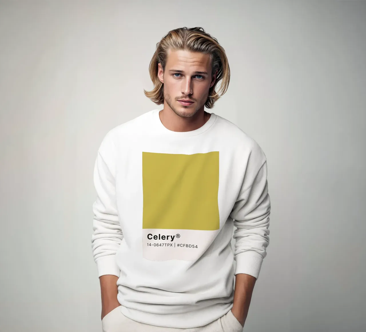 Pantone Celery - Minimalist Color Block Art sweatshirt by homdeco