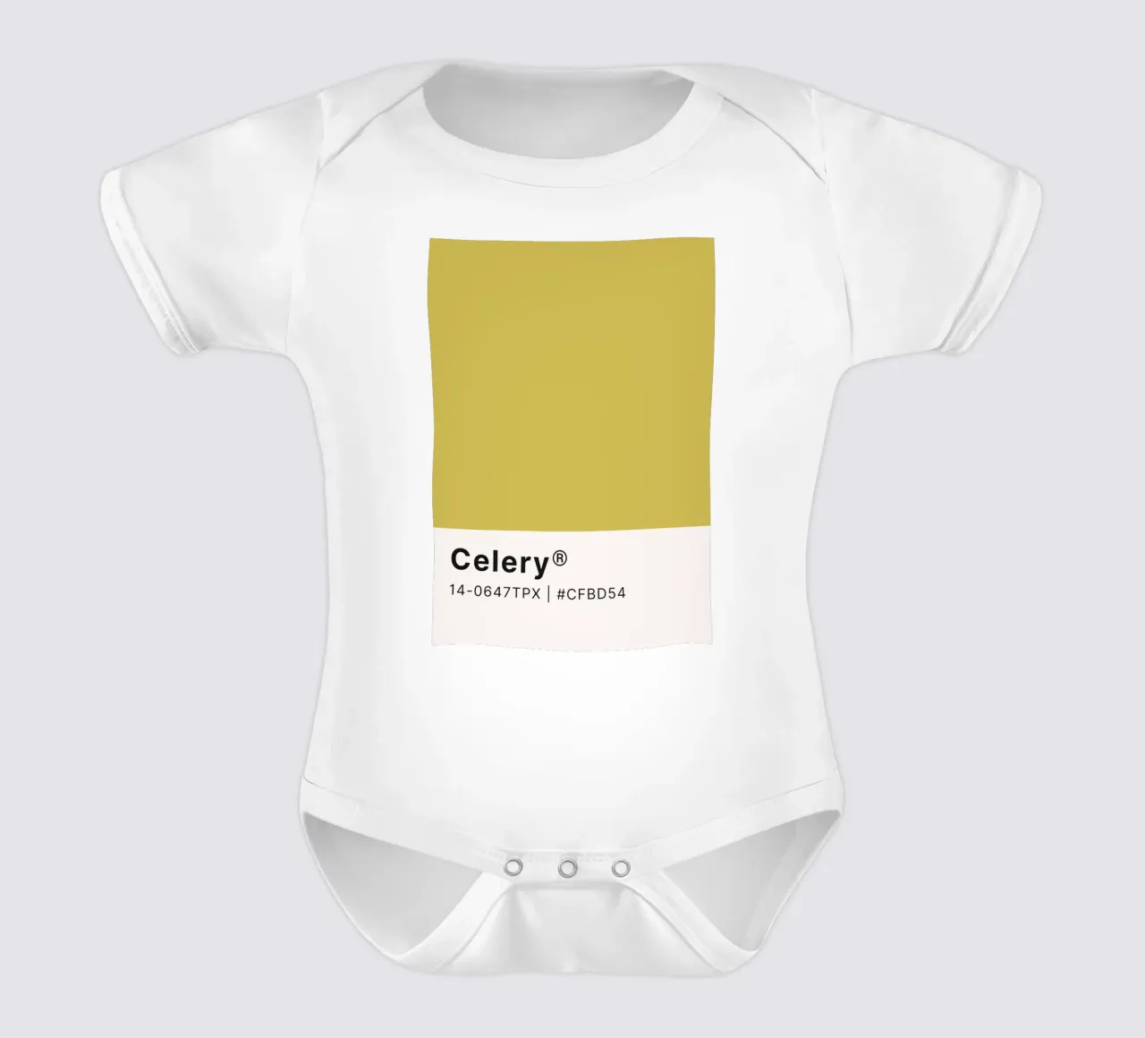 Pantone Celery - Minimalist Color Block Art short-sleeve baby romper by homdeco