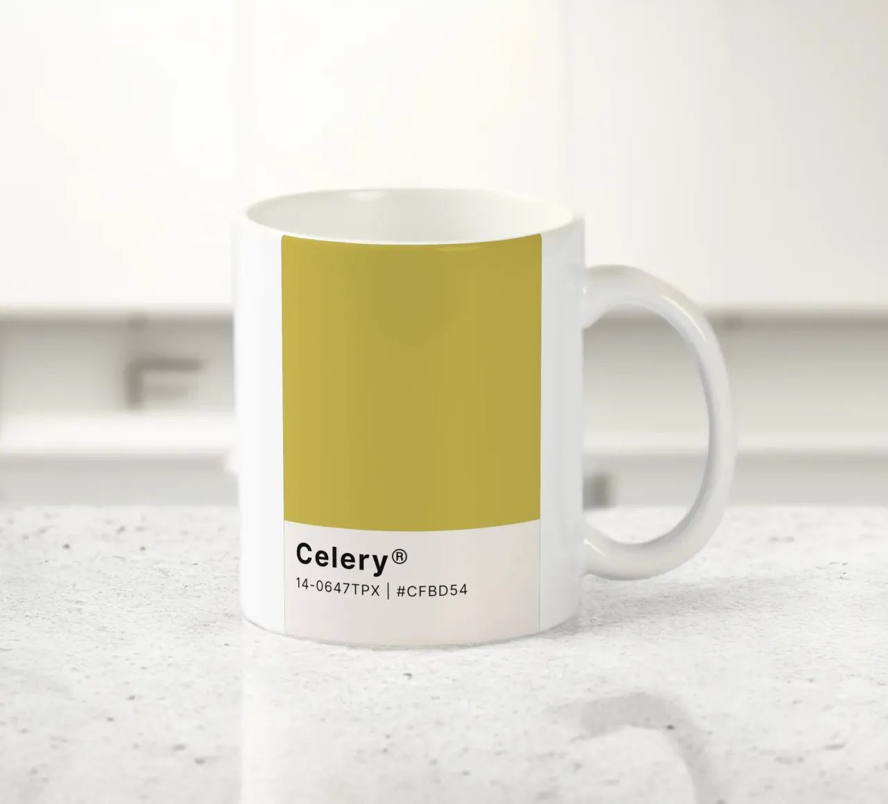 Pantone Celery - Minimalist Color Block Art ceramic mug by homdeco