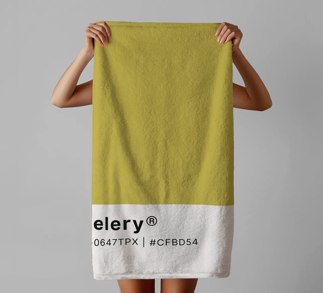 Pantone Celery - Minimalist Color Block Art towel by homdeco