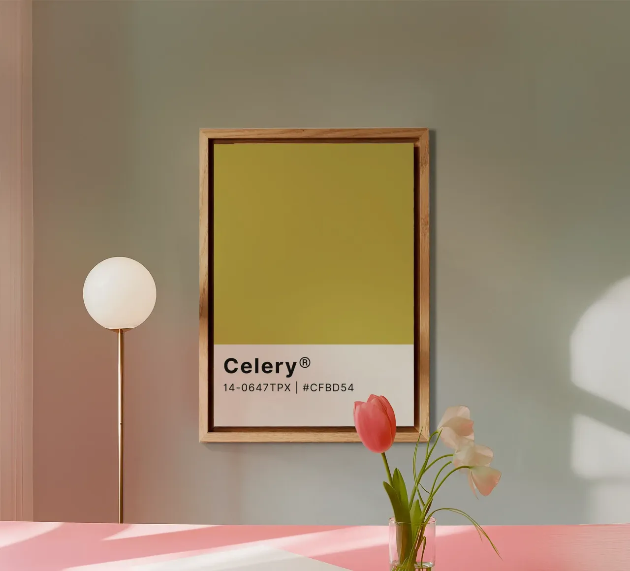 Pantone Celery - Minimalist Color Block Art alu-dibond by homdeco