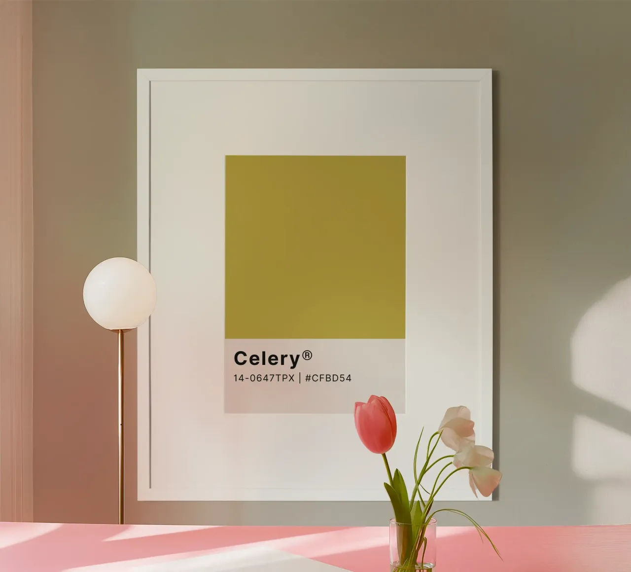 Pantone Celery - Minimalist Color Block Art hahnemühle by homdeco