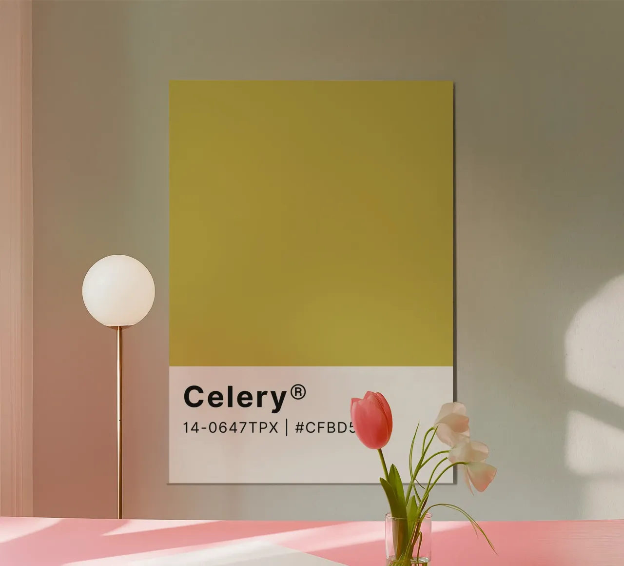 Pantone Celery - Minimalist Color Block Art hahnemühle by homdeco