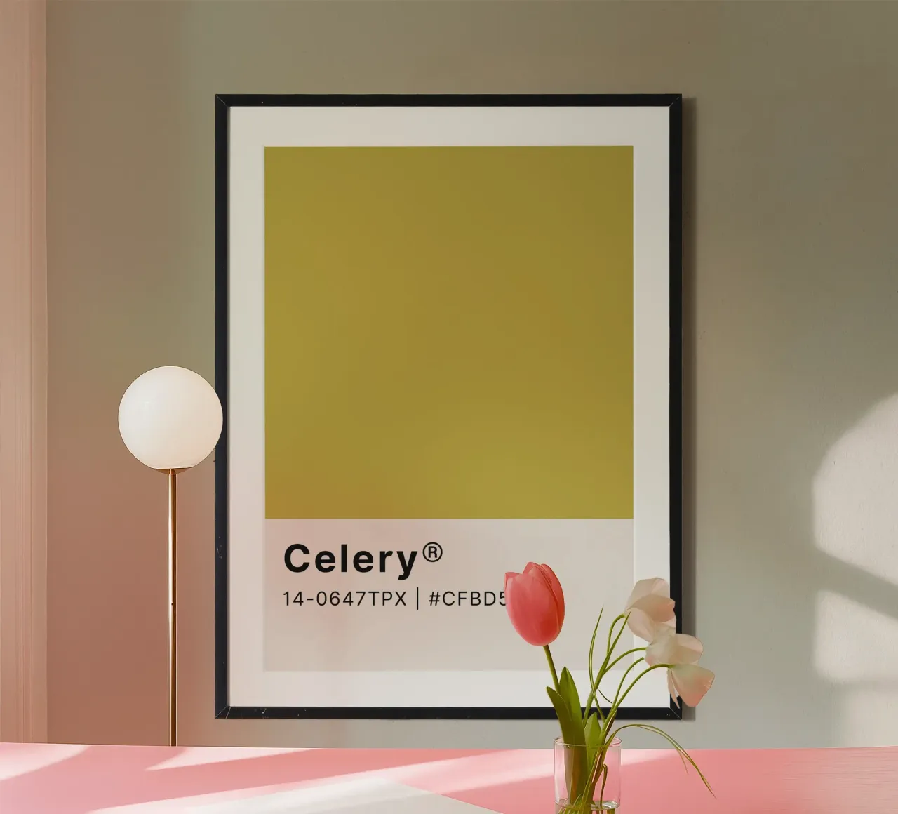 Pantone Celery - Minimalist Color Block Art hahnemühle by homdeco