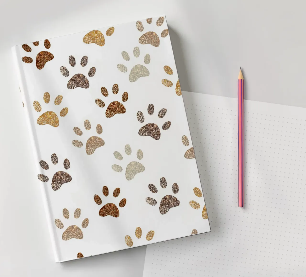 Shining paw print notebook by gulsengunel