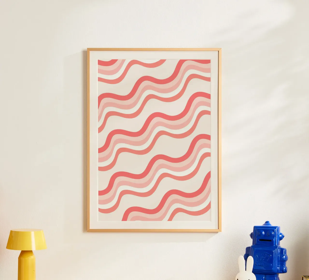 Linee ondulate retrò - Arte estetica rosa groovy poster da homdeco