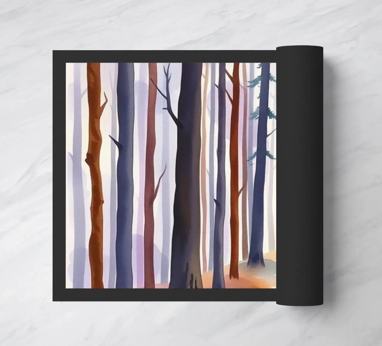 A Mystical Journey Through Tall Trees and Shimmering Light doormat by Artistic-shop